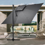 Double-tier 3m Square Solar Led Patio Umbrella Adjustable Height, 360° Rotation With Foot Pedal,cross Base Included