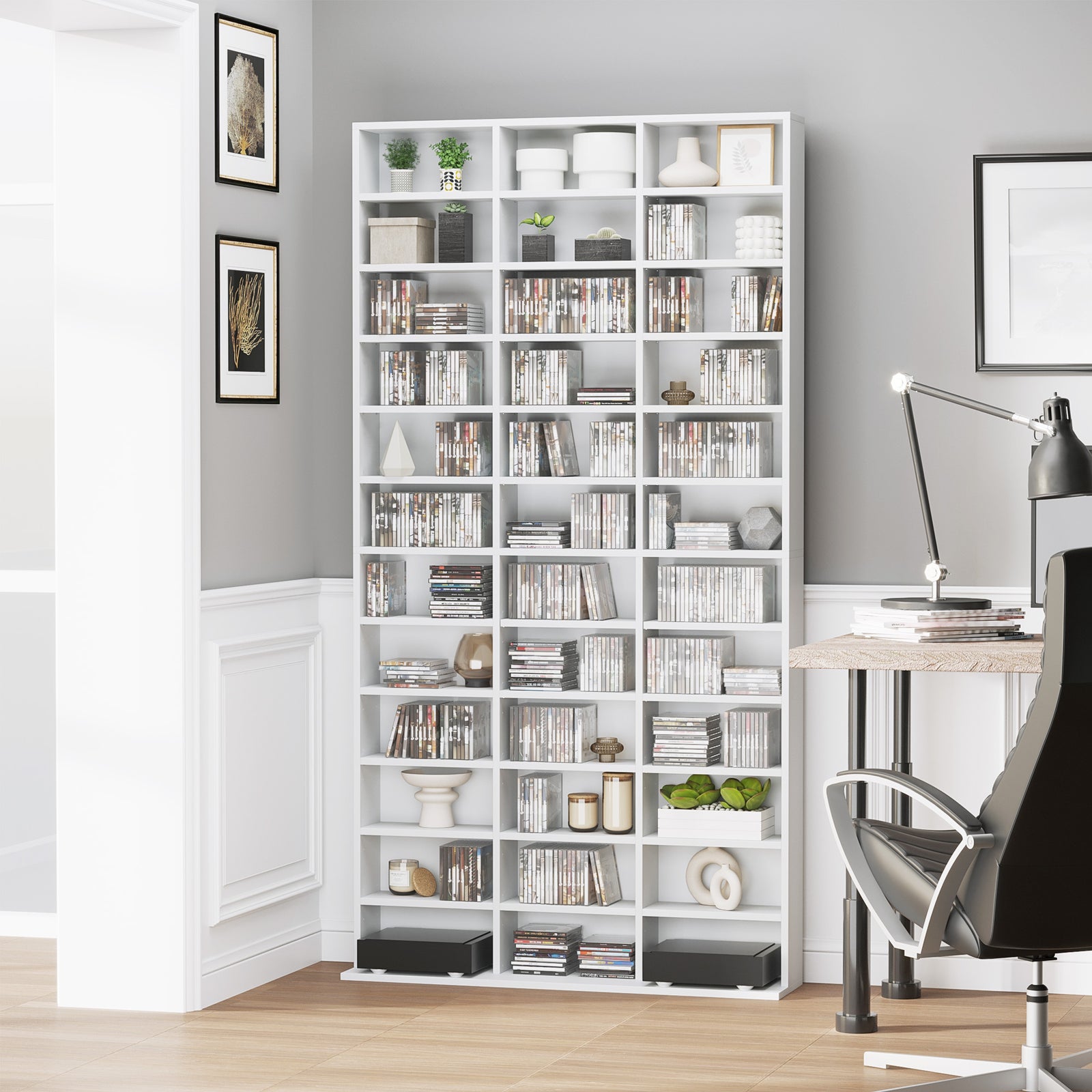 Cd Dvd Media Storage Shelves Display Shelf Racks Wooden | One Size | White