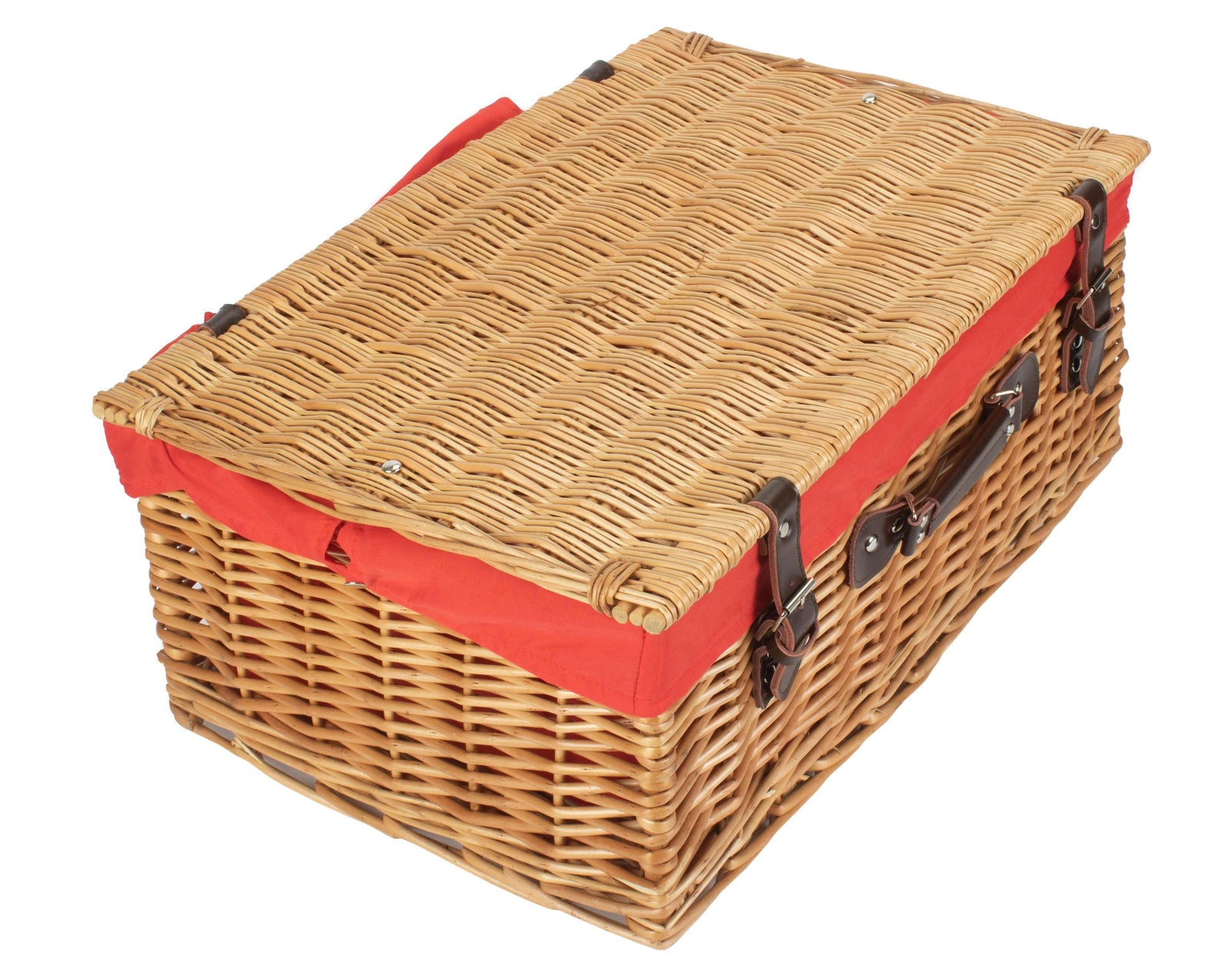 Wicker 55cm Buff Empty Picnic Basket Unlined | Red