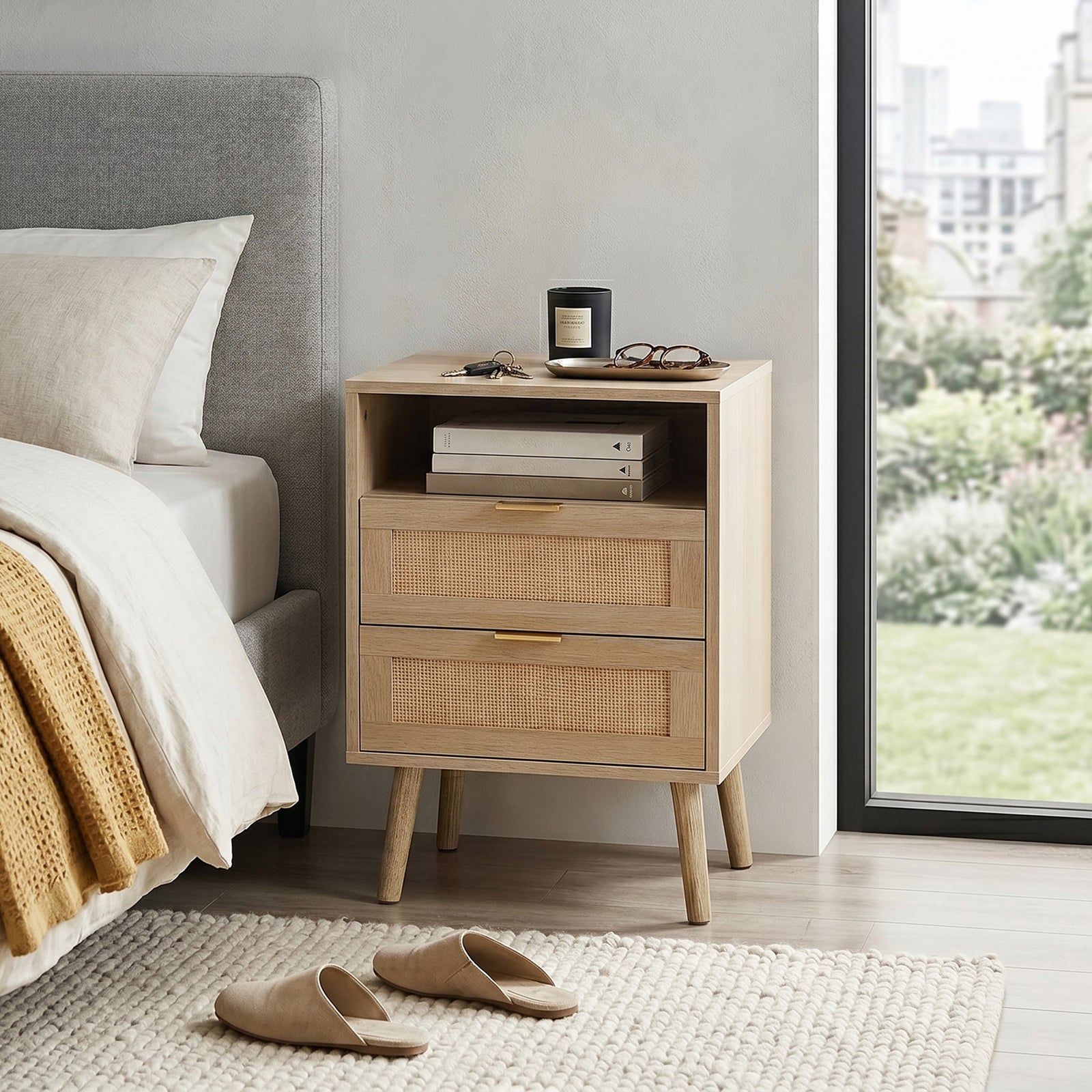 Breeins Nightstand Bedside Table With Drawers