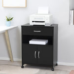 Mobile Printer Stand W/ Storage Shelf Universal Wheels | One Size | Black