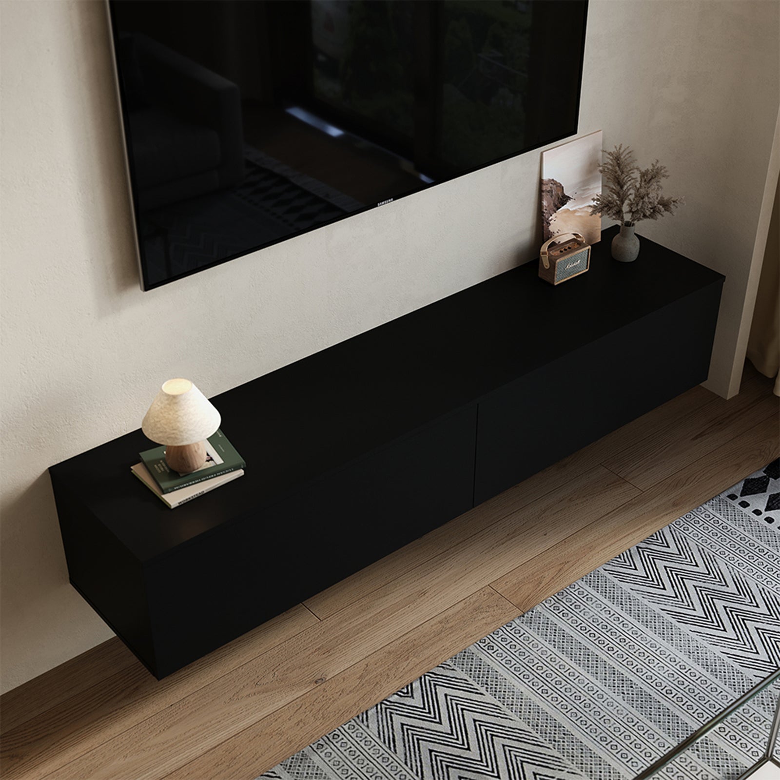 Wall-mounted Floating Tv Stand | Black