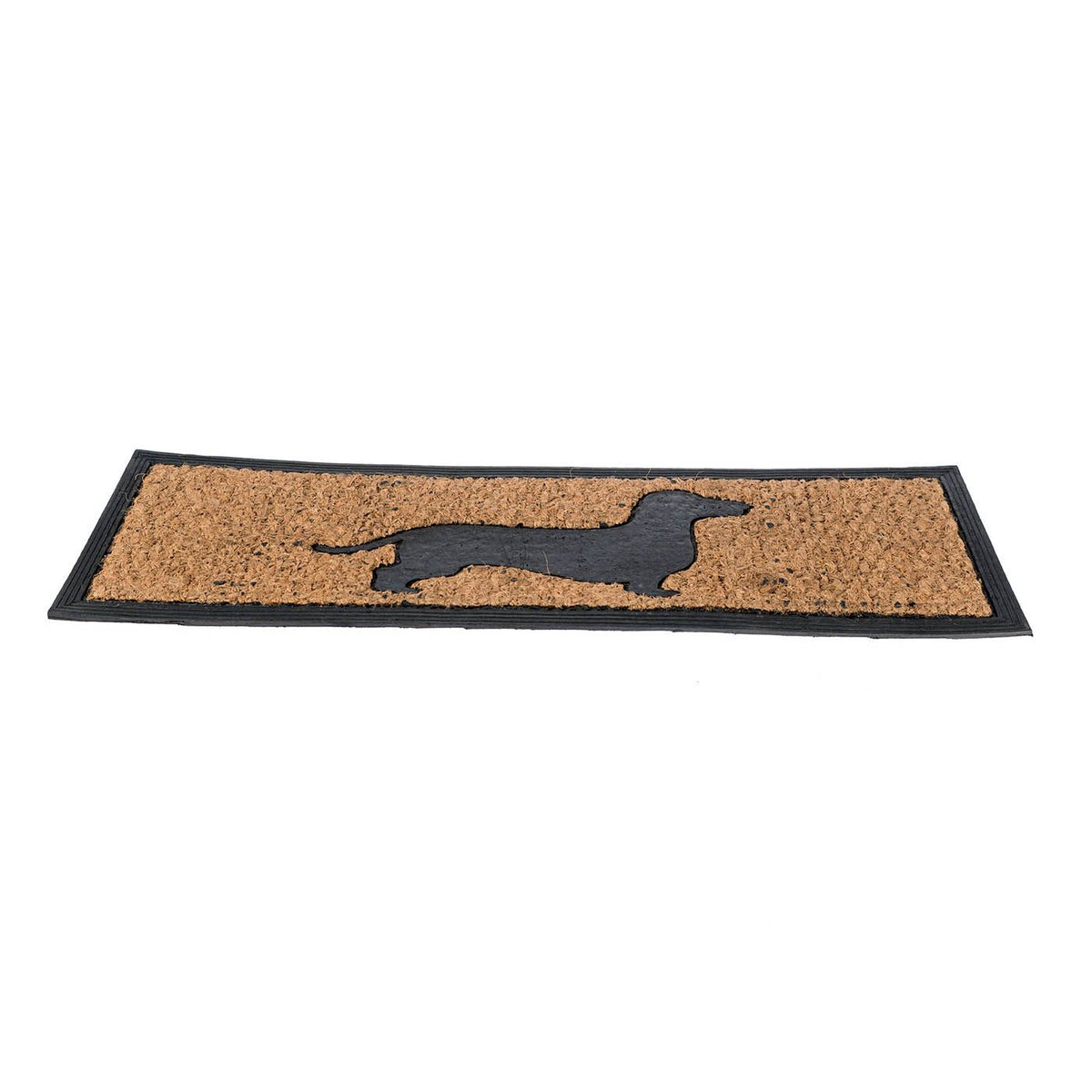 HOMESCAPES Black Dog Silhouette Non-slip Coir Doormat