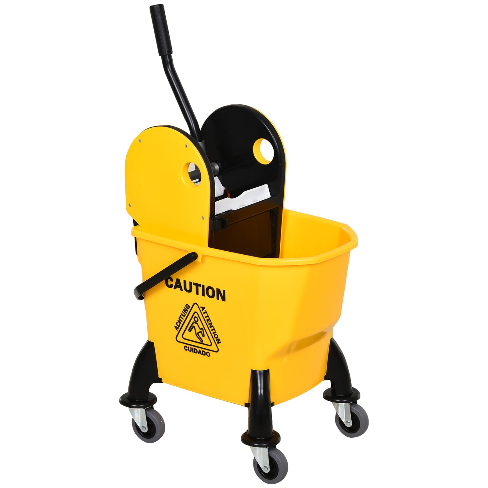 26l Mop Bucket & Water Wringer 4 Wheels Plastic Body