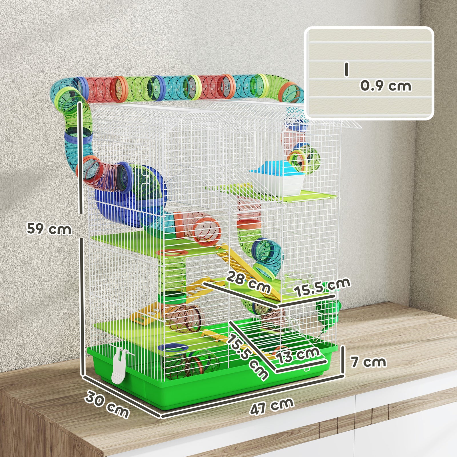 Pawhut 5 Tiers Hamster Cage Animal Travel Carrier Habitat, Green
