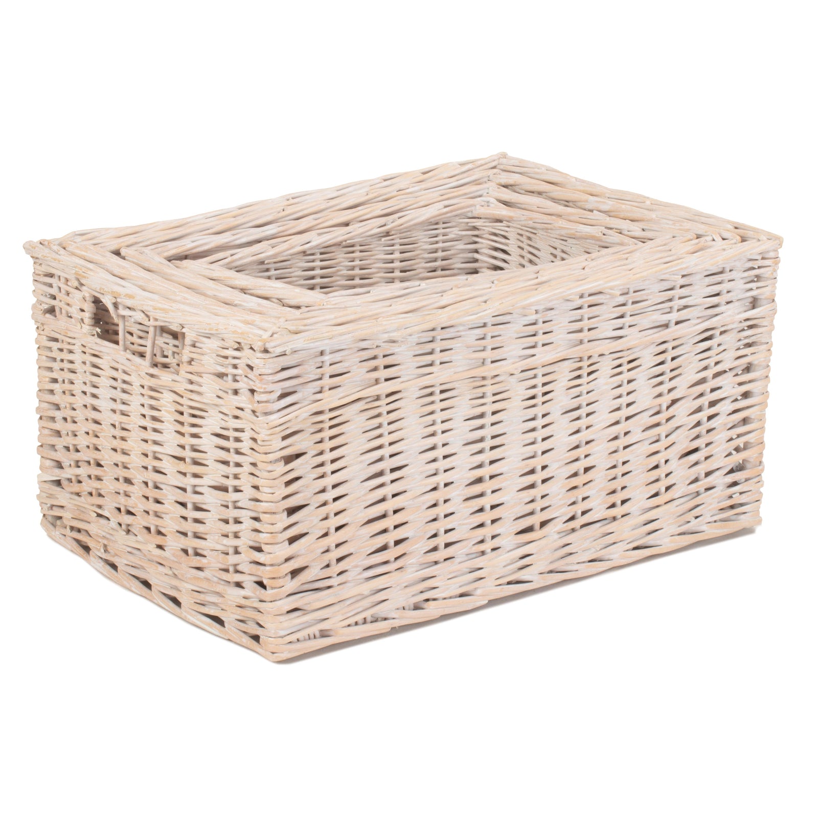 Wicker White Wash Storage Open Basket | Set-of-4 | White