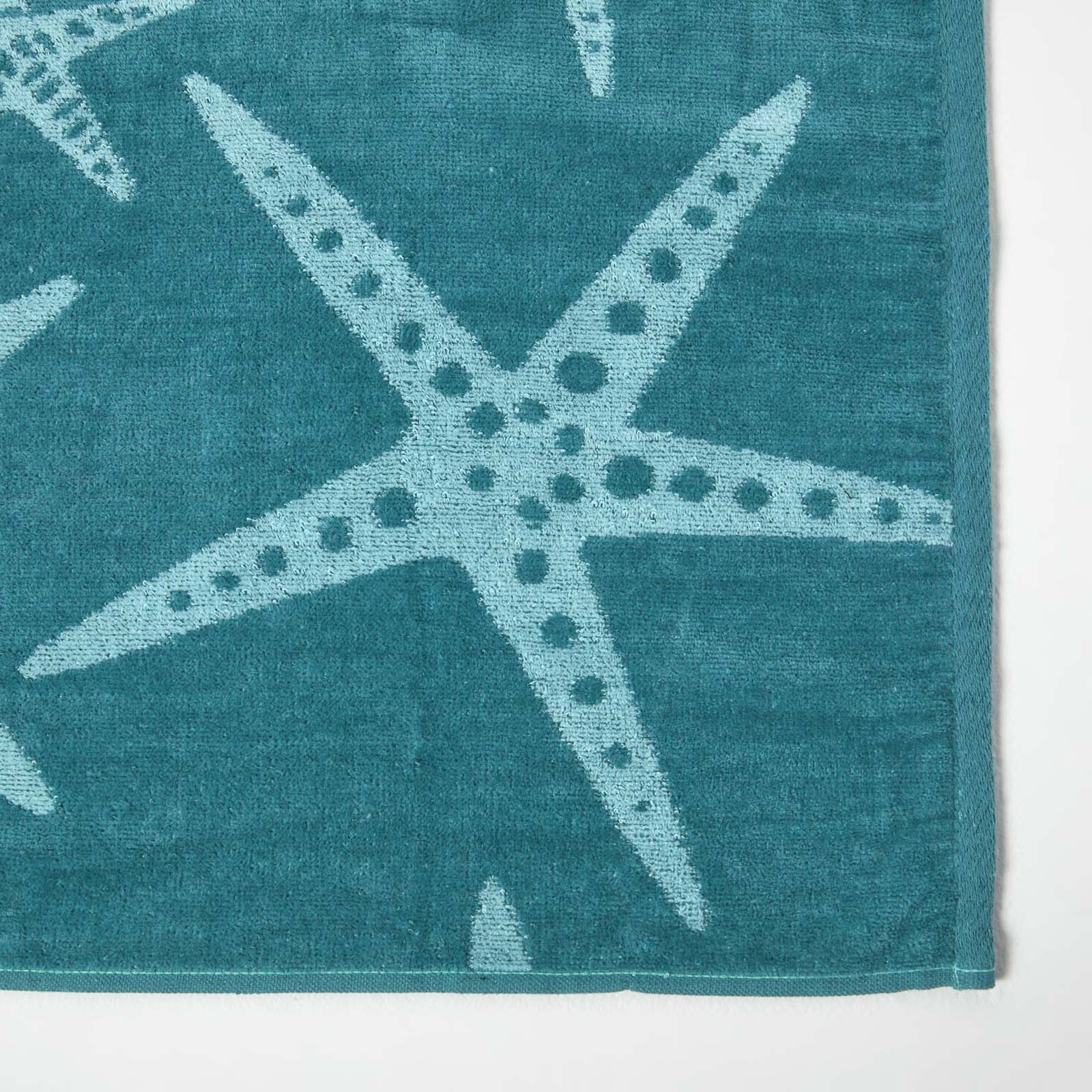 HOMESCAPES Blue Starfish 100% Recycled Cotton Beach Towel