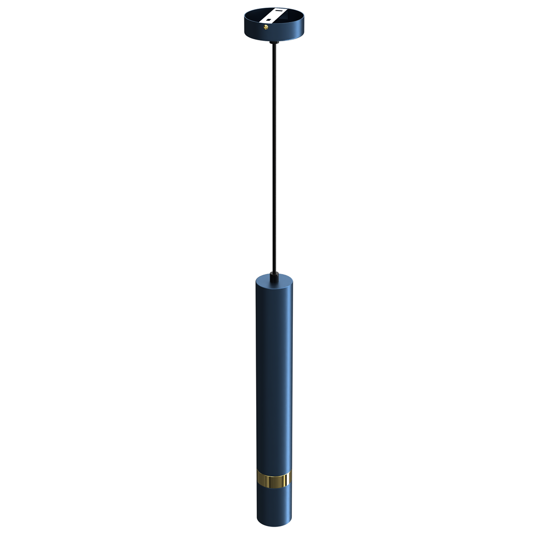 Joker Contemporary Pendant Lamp 1xgu10 Hand Made Cylindrical Style Light | Blue & Gold