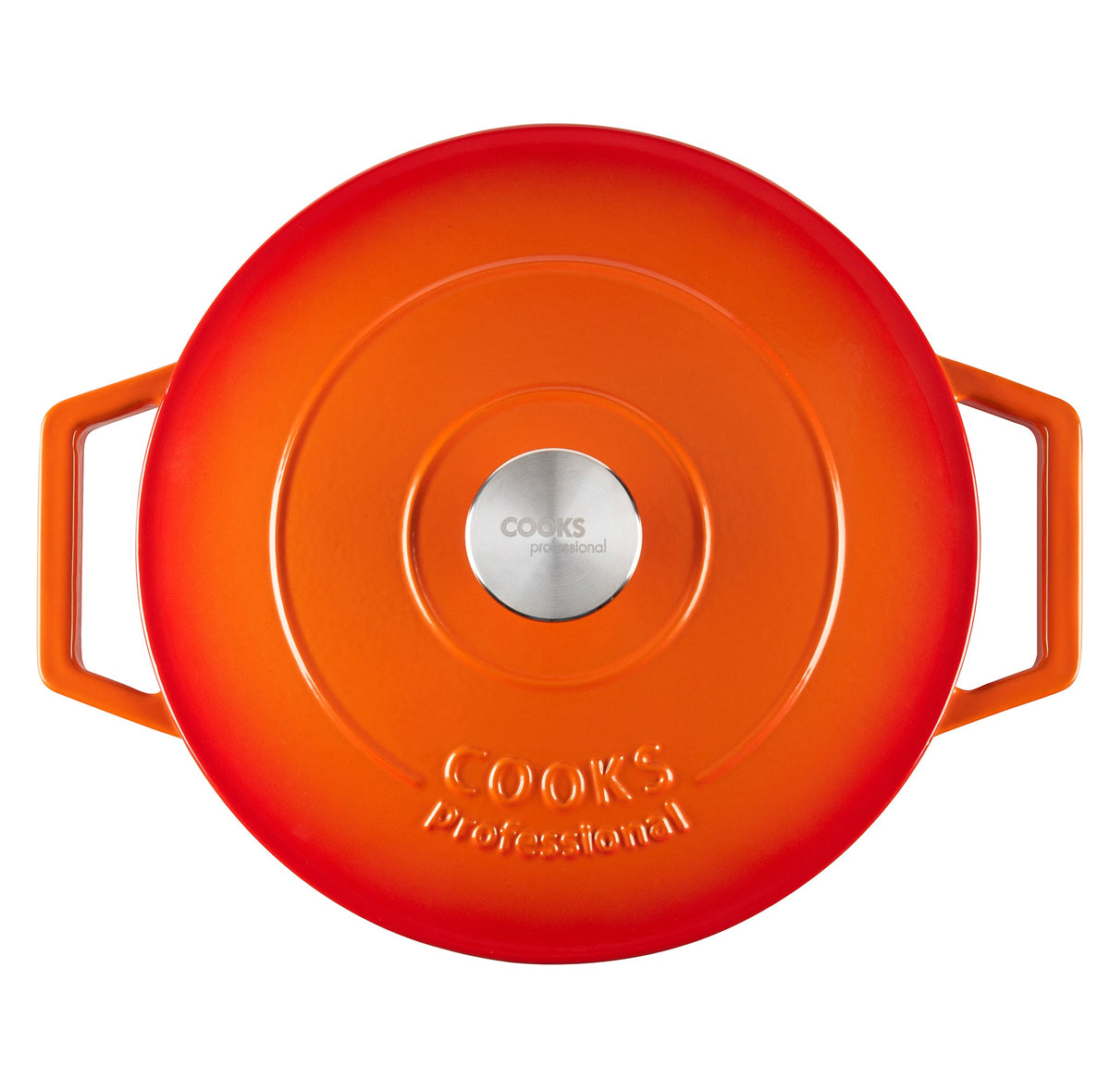 Cast Iron Casserole Dish 26cm Oven Proof Pan & Lid | 26cm | Orange