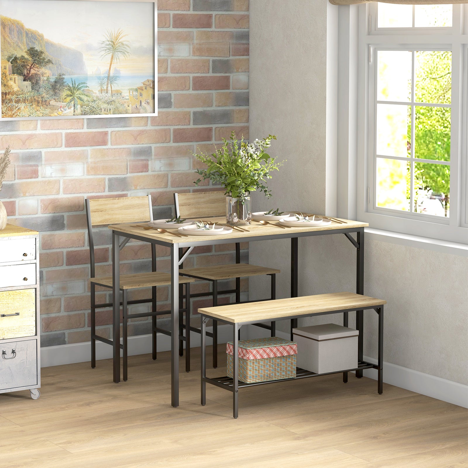 Industrial 4 Piece Dining Table And Chair Set Kitchen Table | Natura