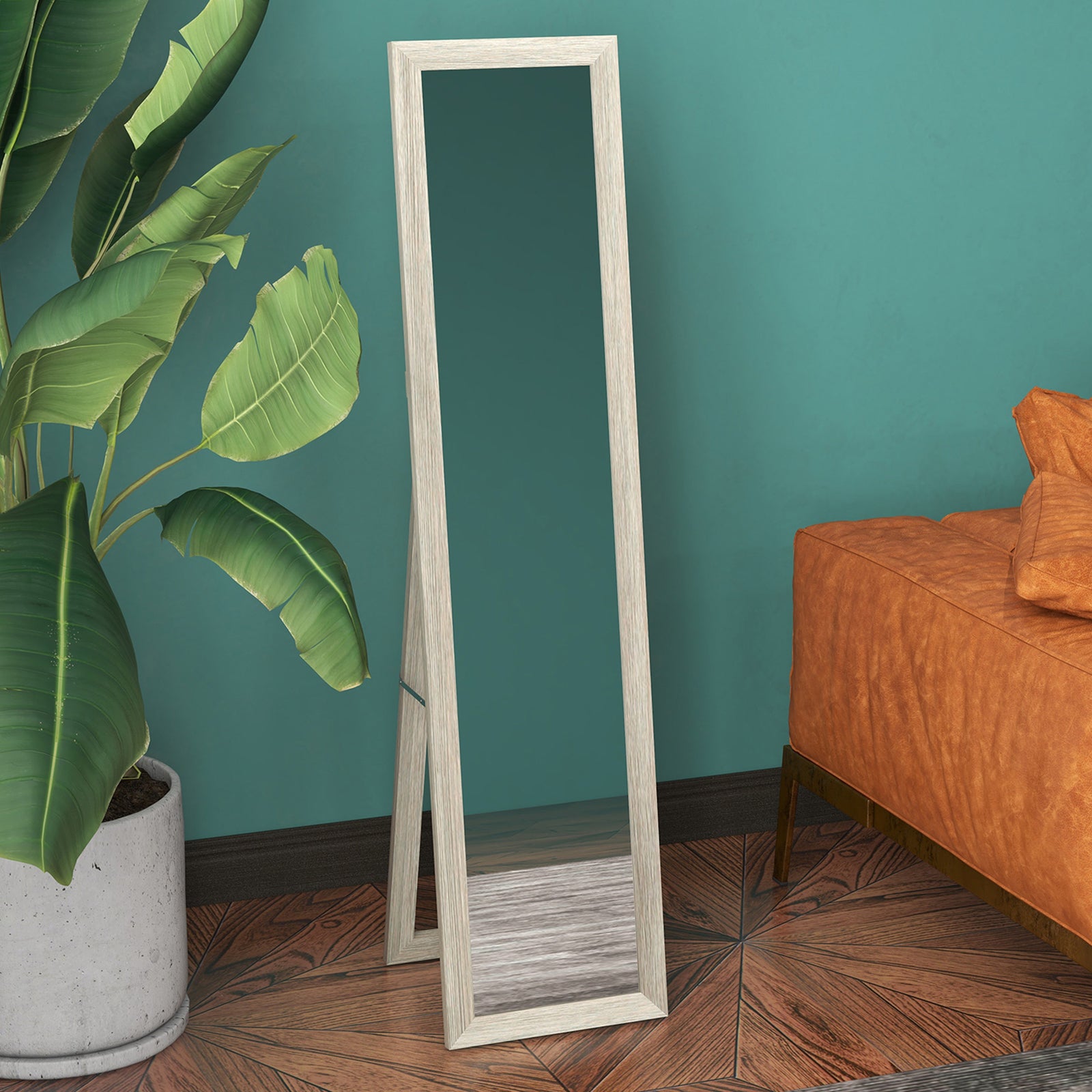 37 X 157 Cm Full Length Mirror With Frame For Bedroom | Grey
