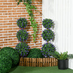 Set Of 2 70/110cm Potted Artificial Ball Tree With Lavender | Large | Green