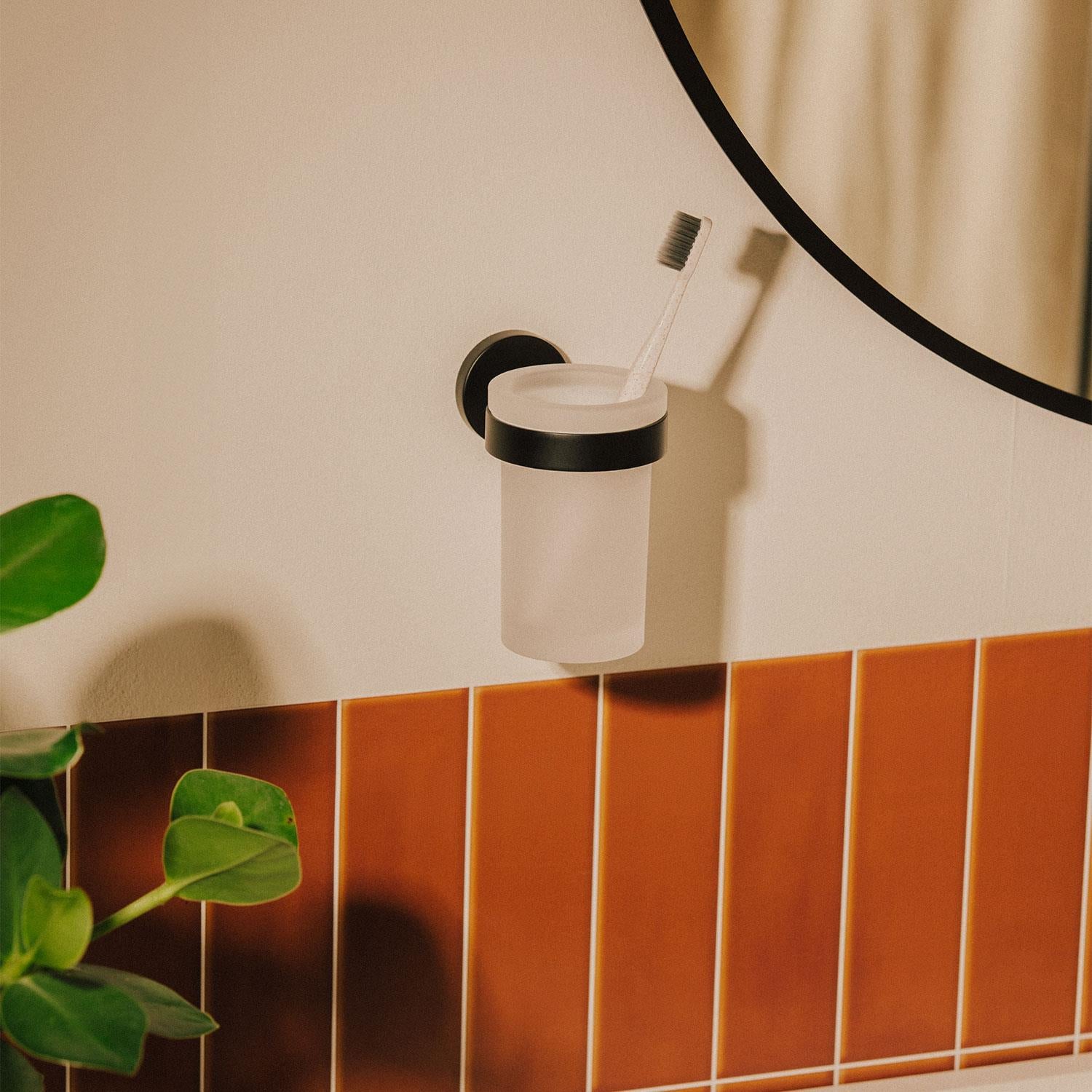 Toothbrush Holder Tumbler, Matt Black, Wall-mounted, Start Collection
