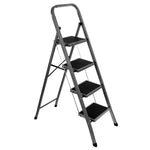 4 Step Ladder Heavy-duty Steel Folding Step Stool 150kg Capacity | Grey