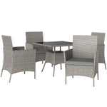 Rattan Outdoor Dining Table And Chairs For 4, Light Grey
