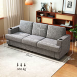 3 Seater Sofa, Fabric Sofa With Usb Ports And Cup Holders | Grey
