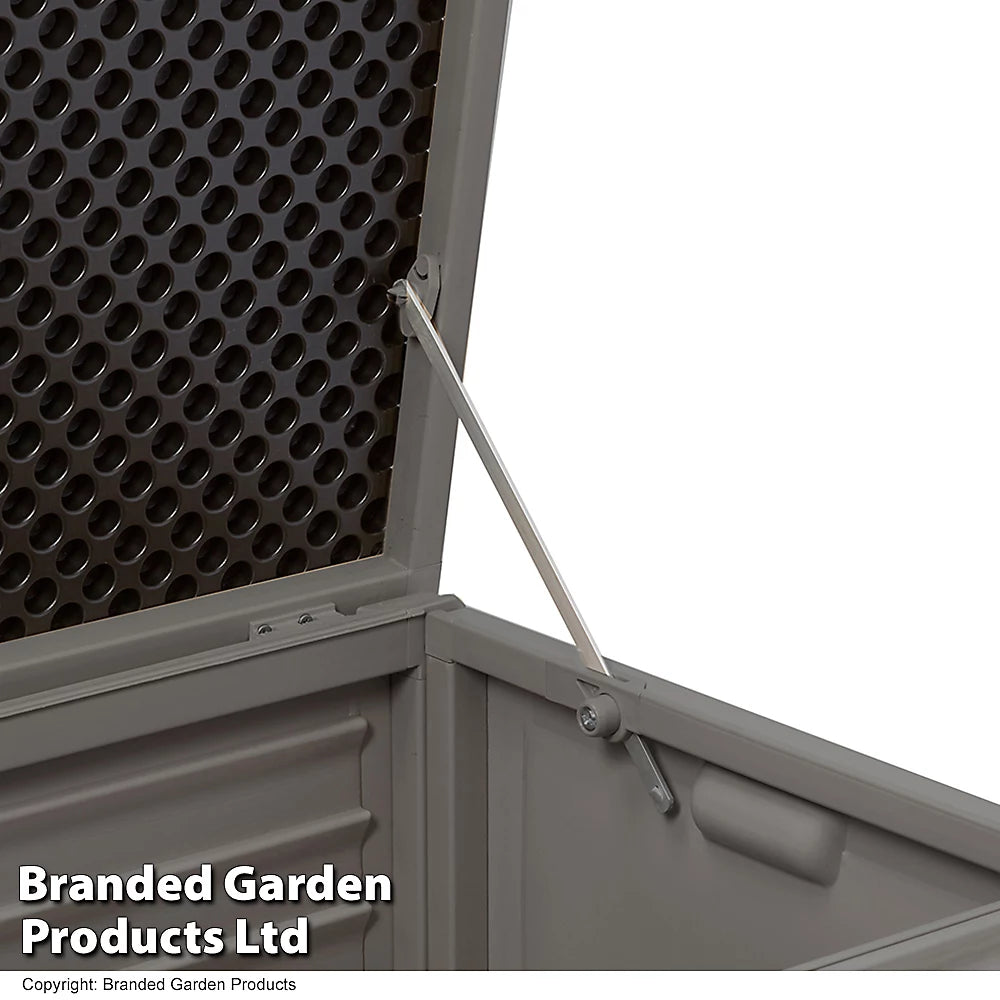 490l Garden Storage W/sit On Lid-grey W/blk Lid