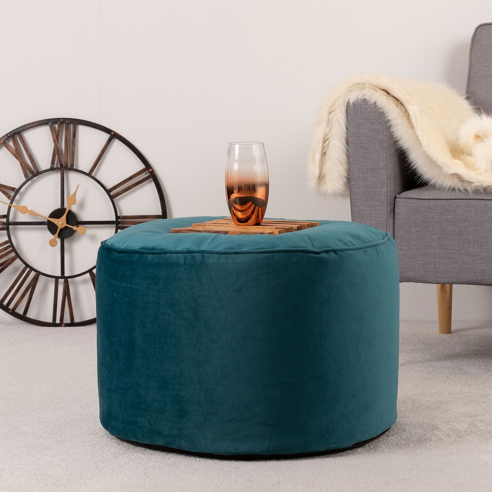 Milano Velvet Bean Bag Pouffe | Teal