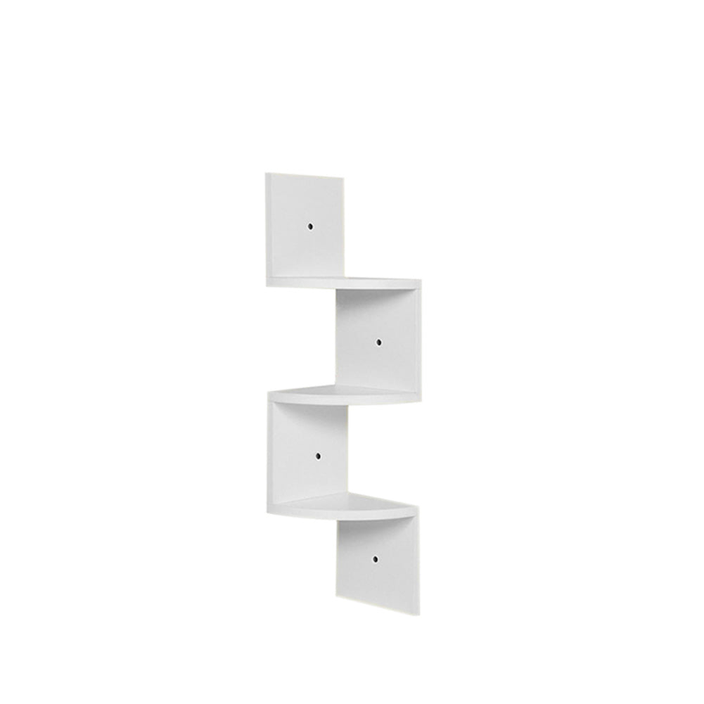 5-tier Wooden Zigzag Floating Corner Shelves Wall Mounted Rustic Corner Shelf | White