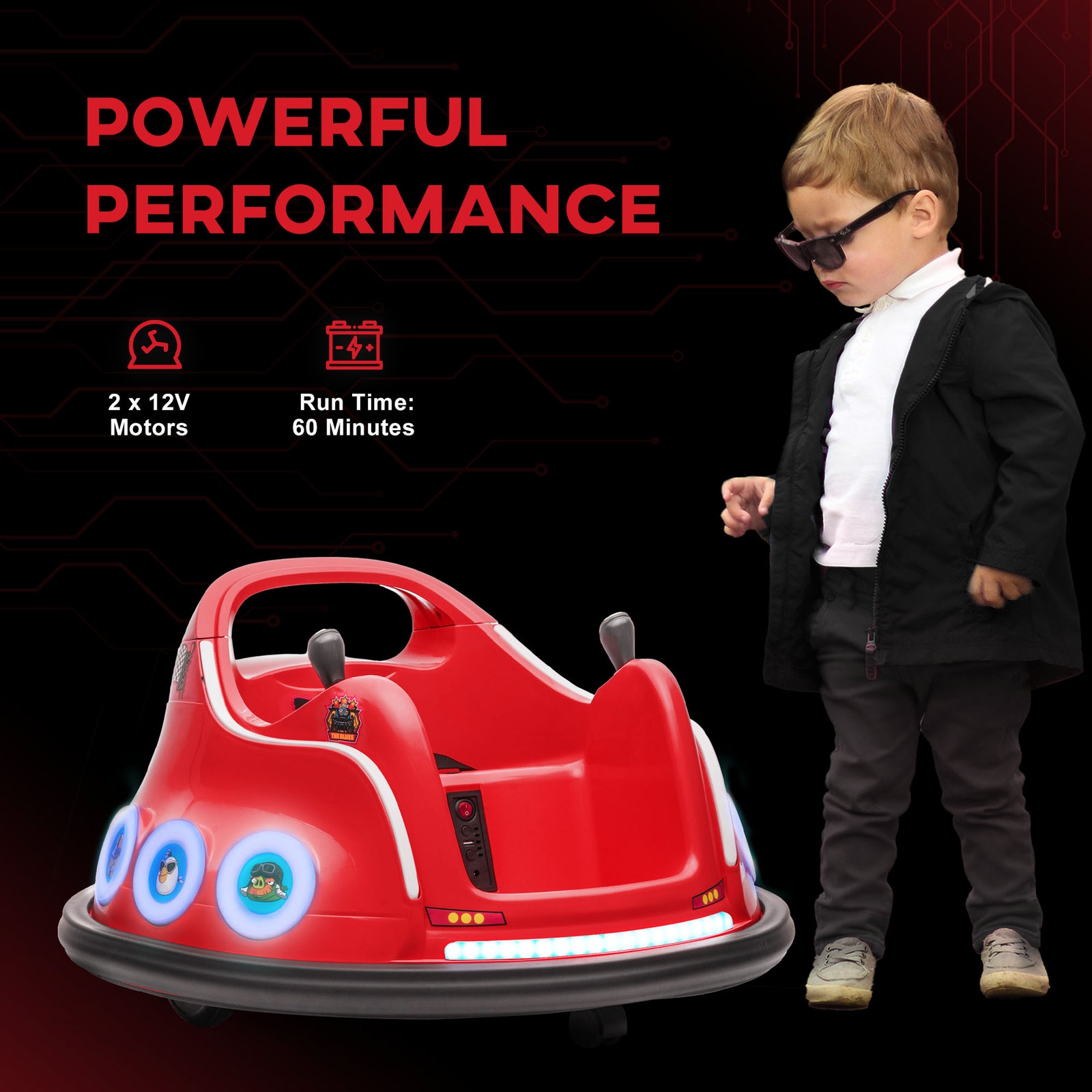 Angry Bird Licensed 12v Kids Bumper Car W/ Joysticks, Remote | Red