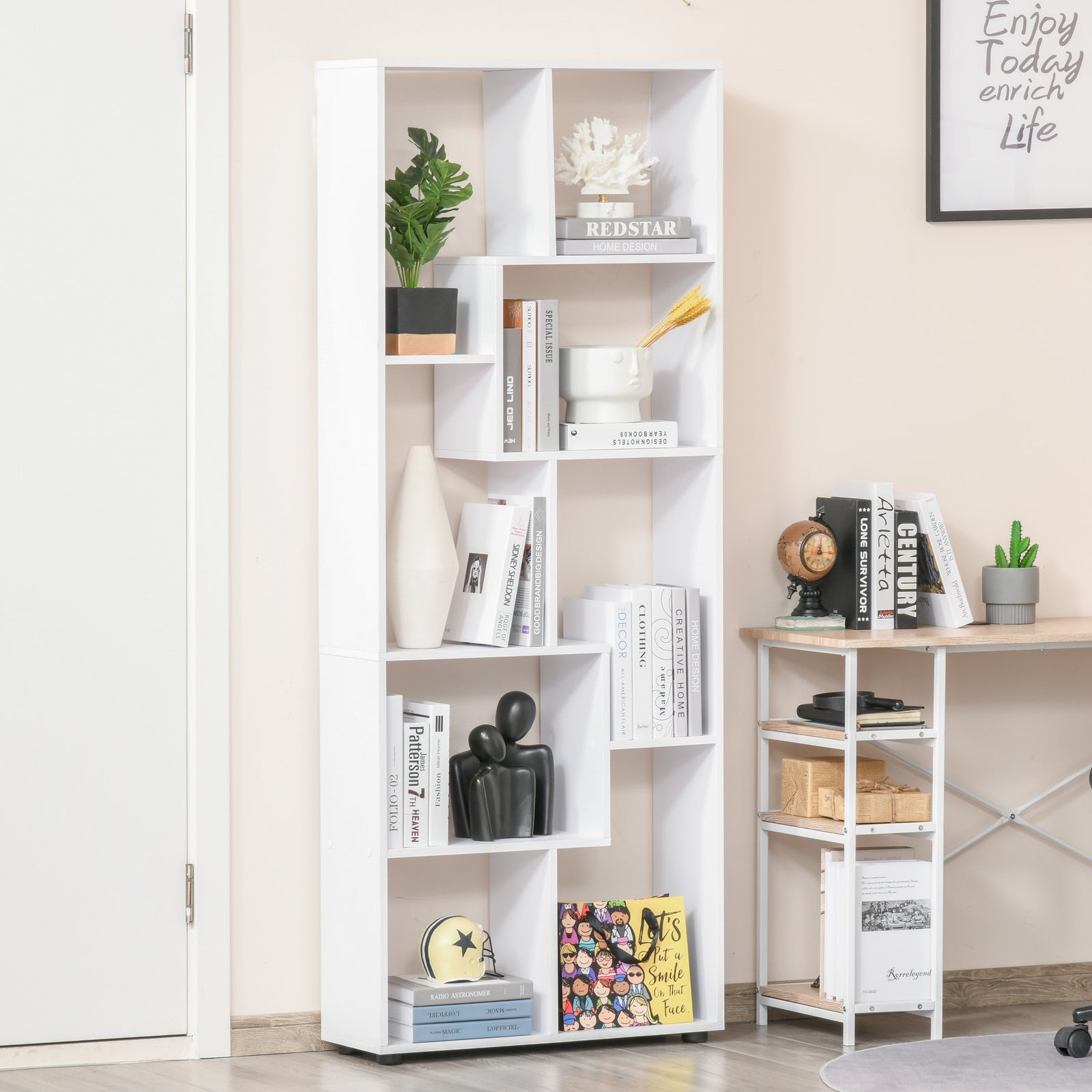 Multipurpose 8 Grid Bookshelf Decorative Shelf | One Size | White