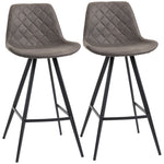 Set Of 2 Vintage Microfiber Bar Stools Steel | Dark Gray