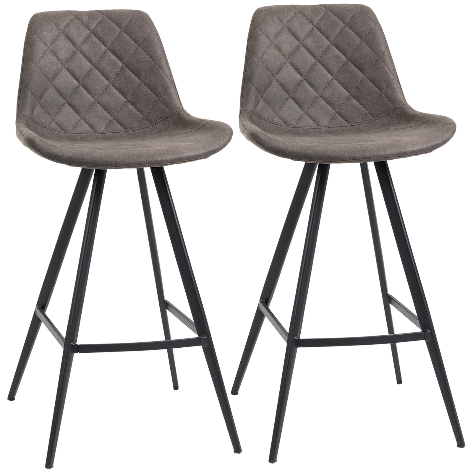 Set Of 2 Vintage Microfiber Bar Stools Steel | Dark Gray
