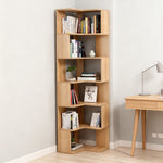 5-tier/6-tier Wooden L-shaped Corner Storage Shelf | Large | Natural
