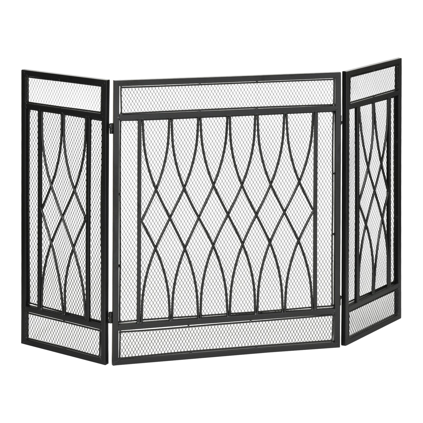126cm 3 Panel Metal Folding Fireplace Screen Protective