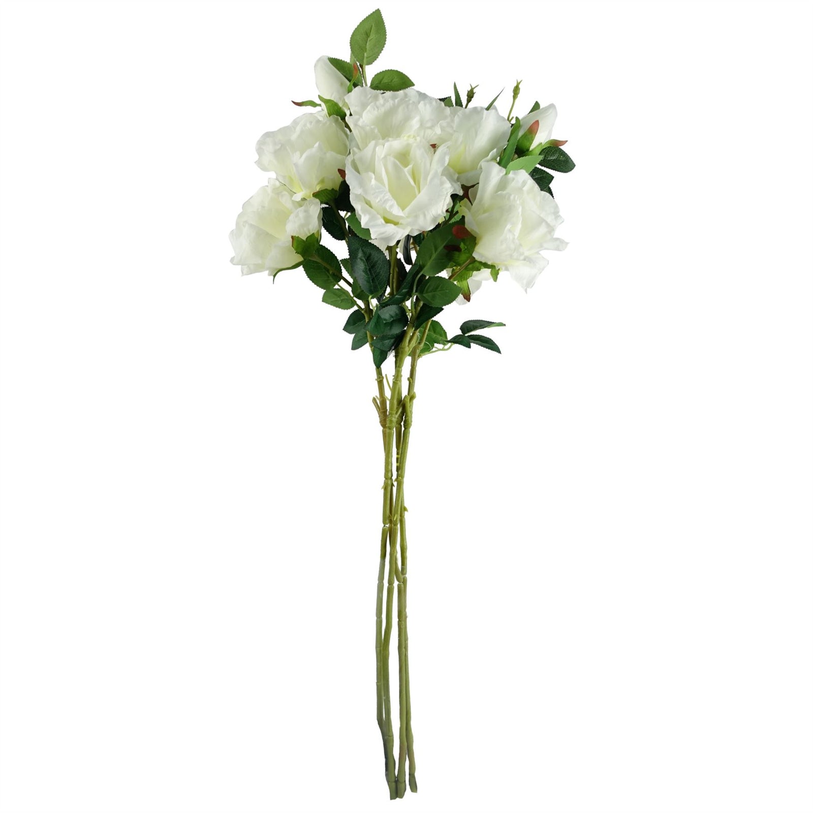 Pack Of 6 X 80cm Artificial White Rose Stem - 18 Flowers