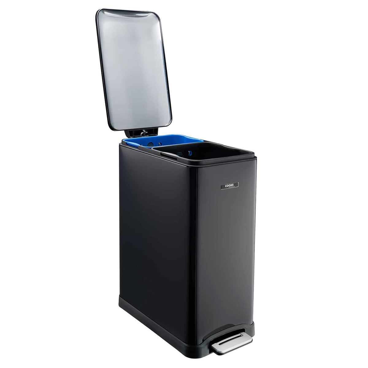 Slimline Dual Compartment Pedal Bin 50l | 50l | Black