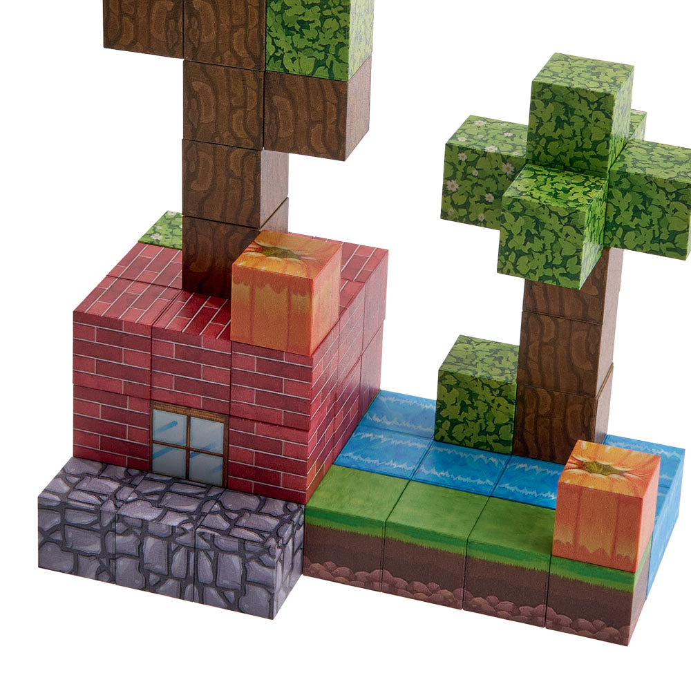 Kid-safe Magnetic Building Blocks Toy Set 63pcs Jungle Forest Theme