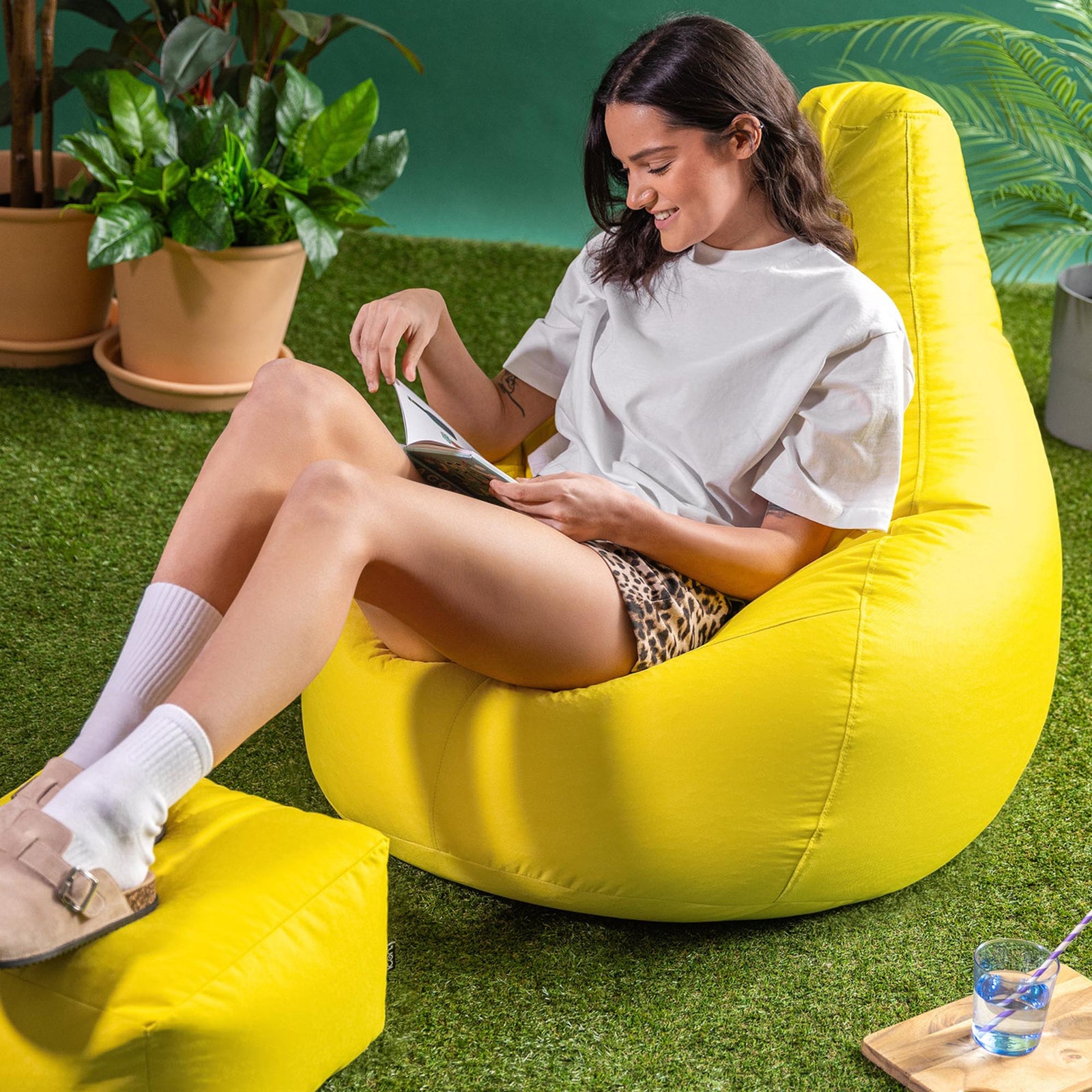 Recliner Indoor Outdoor Bean Bag Chair & Pouffe Chair | Yellow