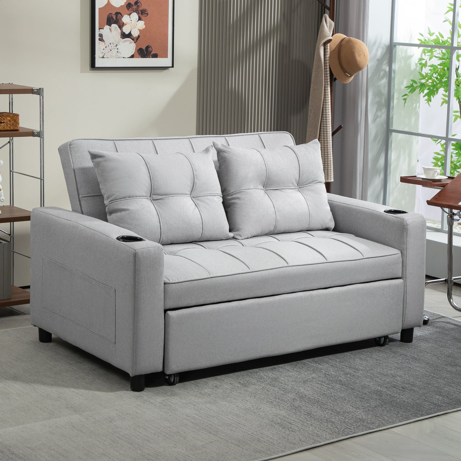 2 Seater Pull Out Sofa Bed With Pockets For Living Room | One Size