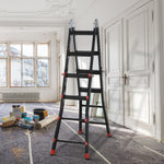 4m Aluminium Duo Ladder Telescopic Herringbone Multi-purpose Diy Non-slip