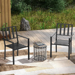 Stackable Outdoor Garden Chairs With Metal Slatted Design | Set of 2 | Black