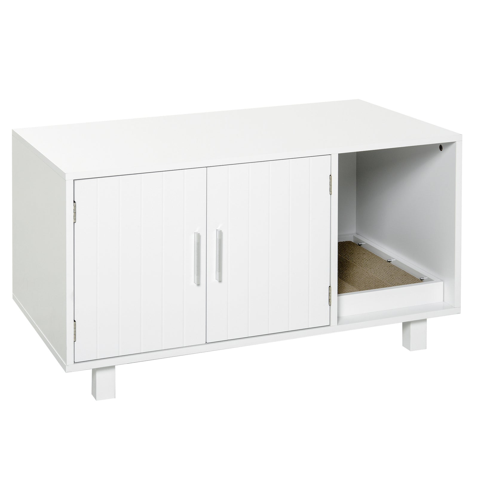 Cat Litter Box Enclosure & House W/ Nightstand/end Table Design | White