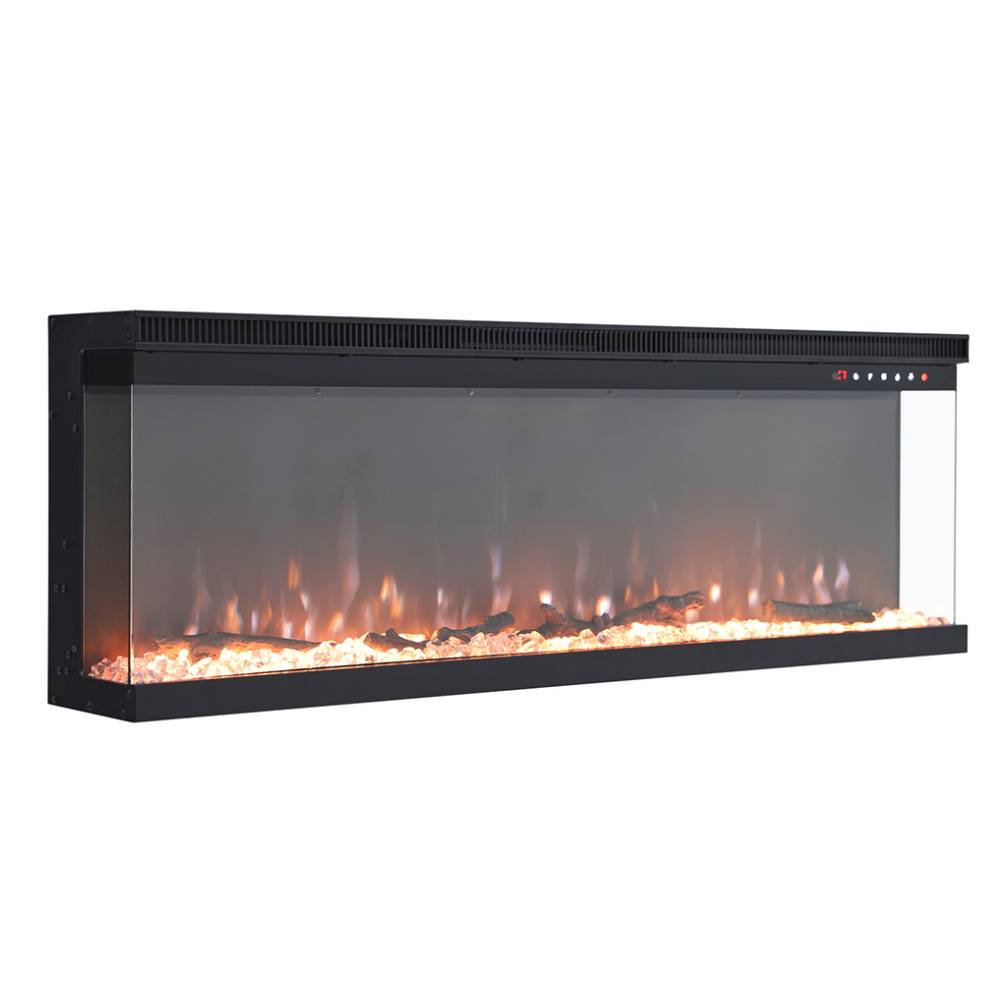 50 Inch 3-sided  Electric Fireplace Recessed & Freestanding Heater With Adjustable Flame, Remote Control, Timer & 12 Flame Colors