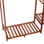 Wooden Garment Rack With Side Hooks Multi-functional Freestanding Clothes Organizer | Large | Brown
