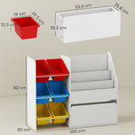 AIYAPLAY Toy Storage Unit, Childrens Bookcase With 6 Bins, Multicoloured