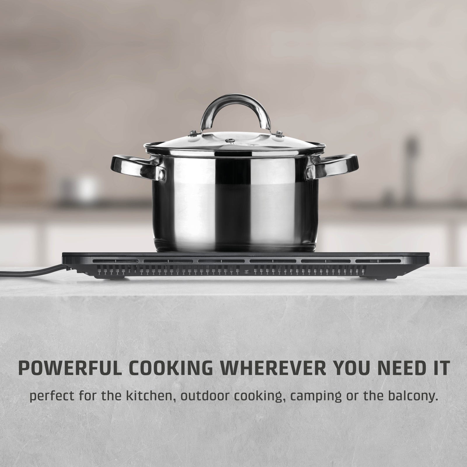 CASO Design Proslim 2000 Portable Induction Hob, Single Electric Hob With 10 Power Levels Up To 240°c