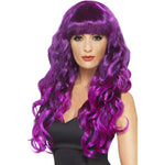 Siren Long Curly Wig With Fringe | Purple