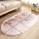 Oval Fluffy Shaggy Area Rug Super Soft Plush Carpet For Bedroom | Small | Pink
