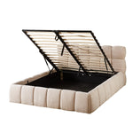The Maya Upholstered Soft Plush Ottoman Bed Frame | King | Beige