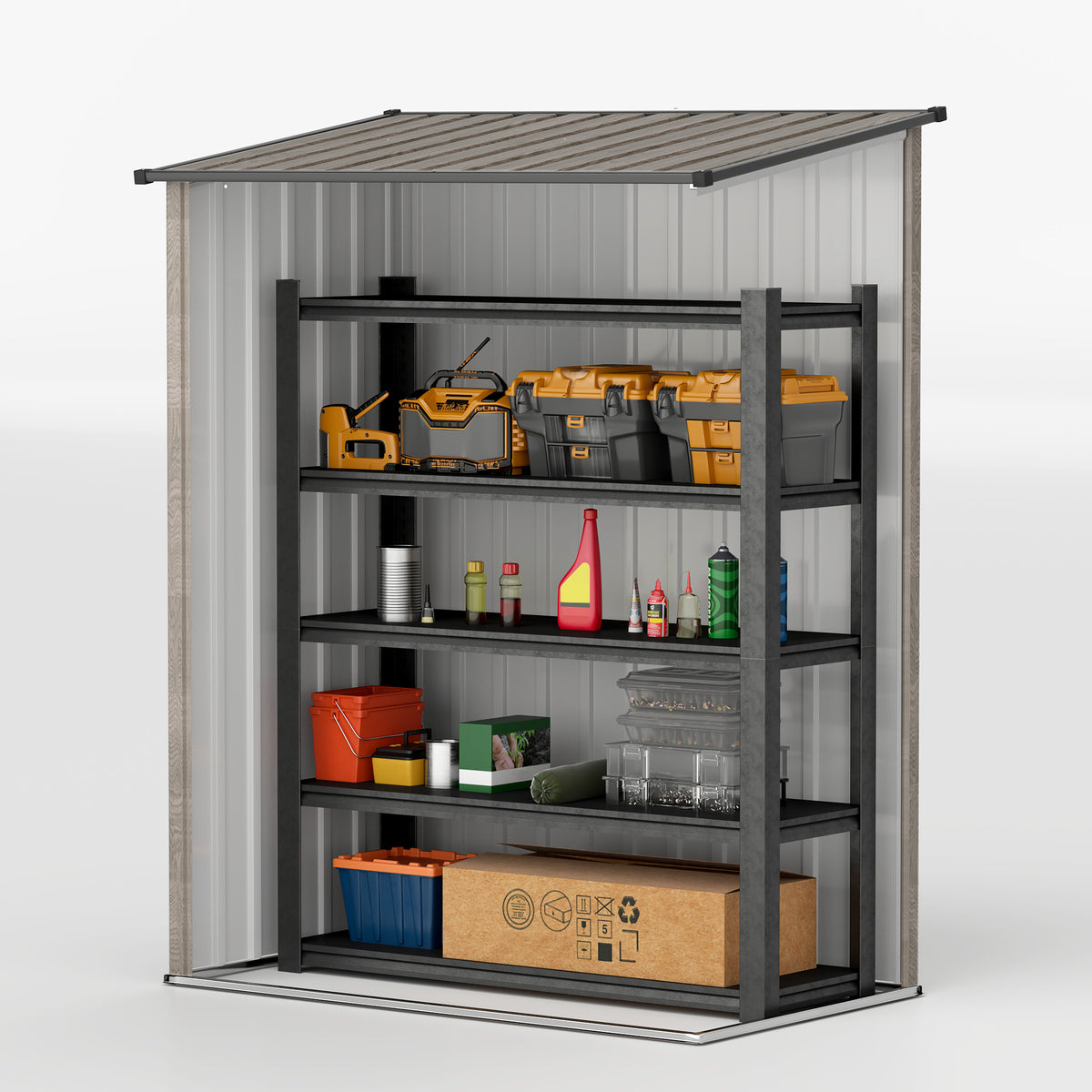 Outsunny 5x3ft Metal Storage Shed, Light Grey