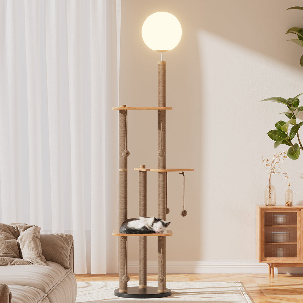 2-in-1 Cat Climbing Frame Floor Lamp