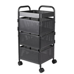 Multi-layer Storage Shelf Trolley 3/4/5 Tier Square Organizer Rack With Swivel Design For Kitchen | Small | Black