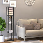Modern Floor Lamp Light With 4 Tier Storage Shelves Fabric | One Size | Black