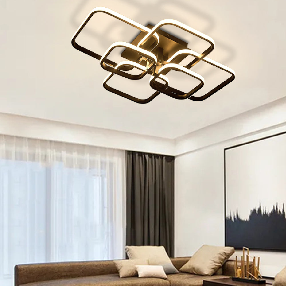 Contemporary Led Energy-efficient Light-adjusted Semi Flush Ceiling Light | Black