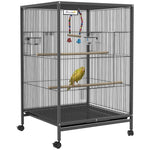 Bird Cage With Rolling Stand For Small Birds - Grey